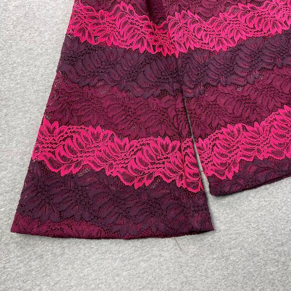 Banana Republic Top Womens L Pink Burgundy Ombre Lace Bell Sleeve Semi Sheer - Picture 4 of 12